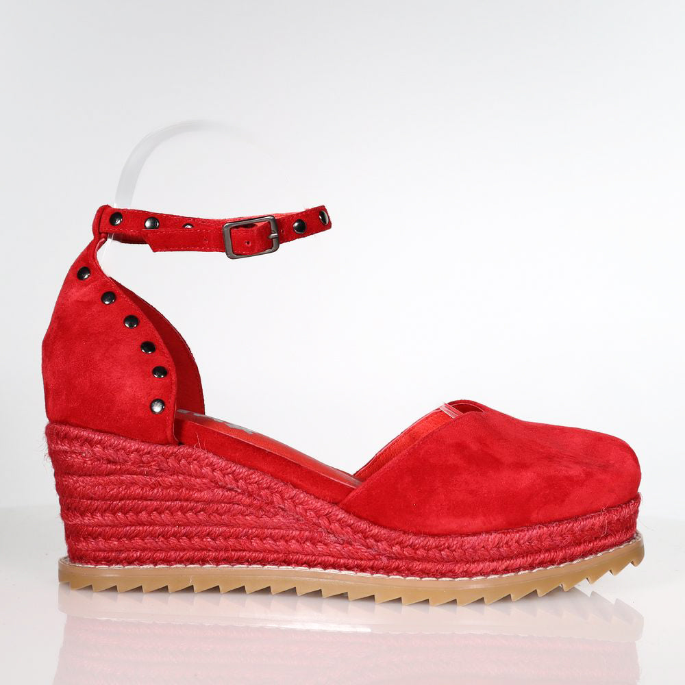 37 SAMPLE - MARY-LOU/DARK RED SUEDE COMBO