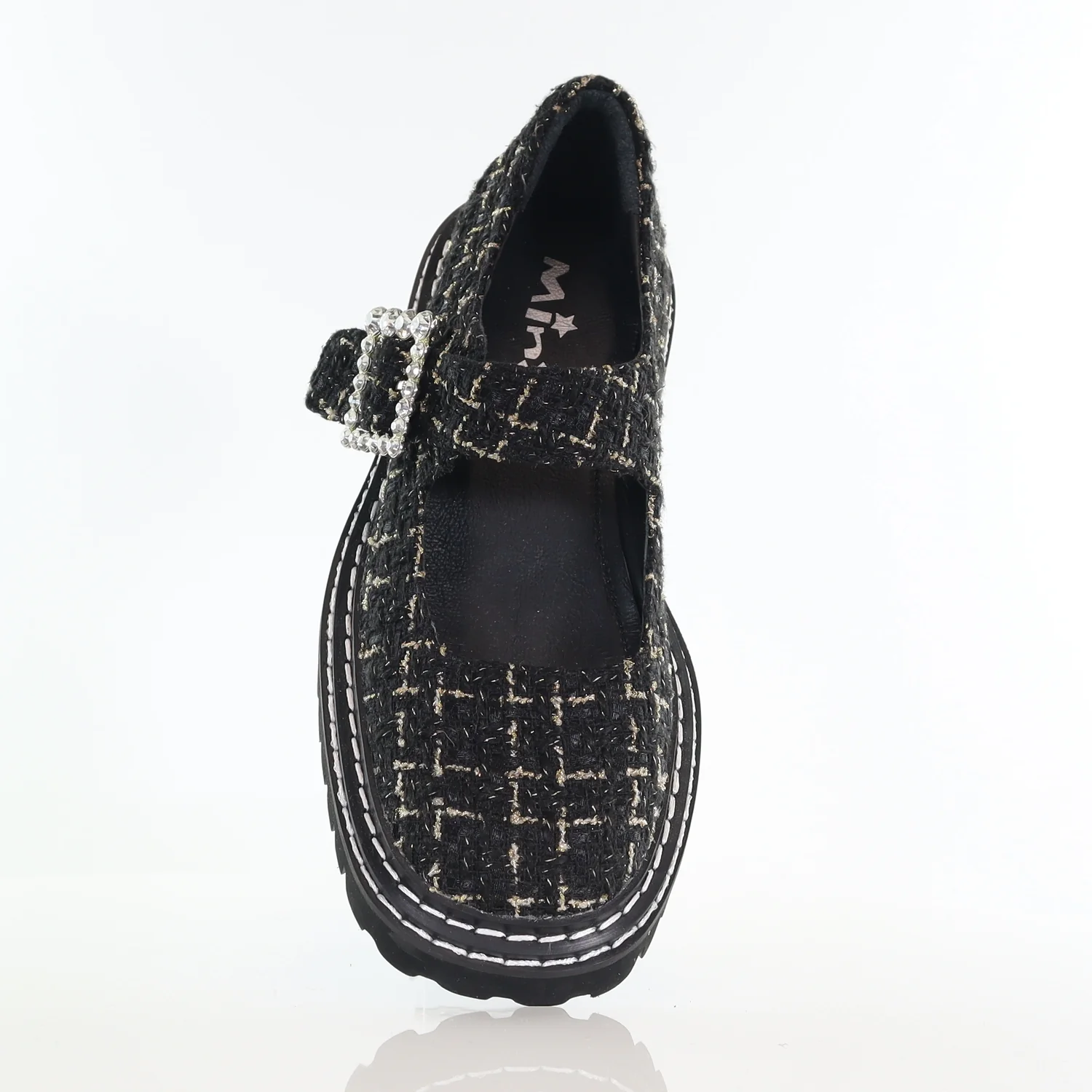 37 SAMPLE - SQUARE CAMEO/BLACK TWEED SPARKLE BUCKLE - Image 2