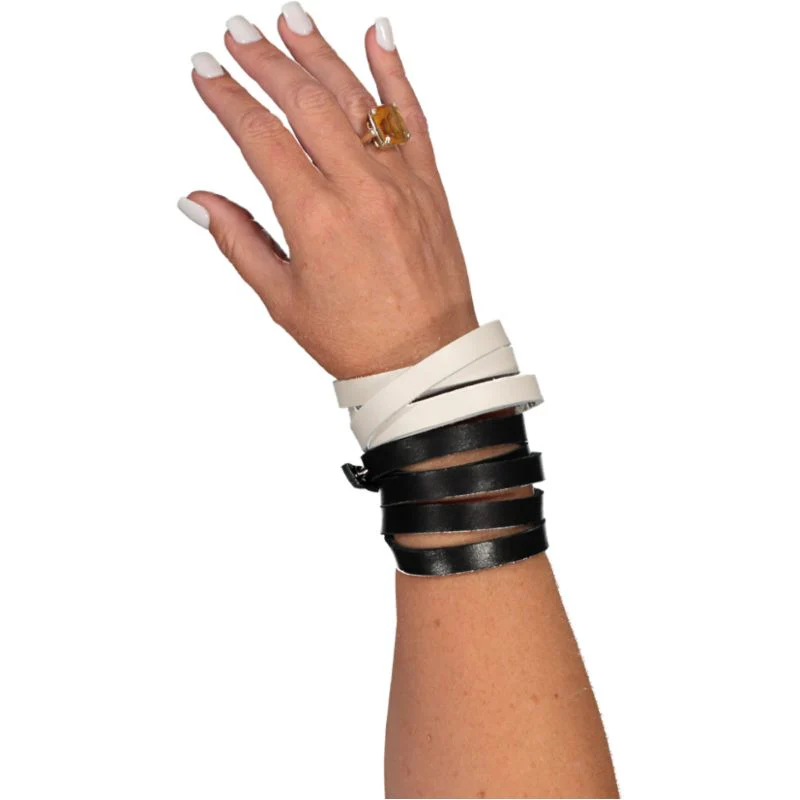 Leather Wrap Bracelet - White - Image 3